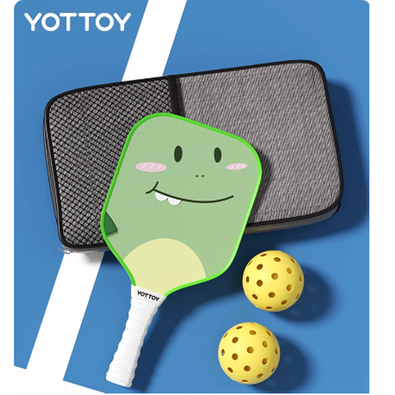 YOTTOY Pickleball Paddles Fiberglass Outdoor Kids Dinosaur Green