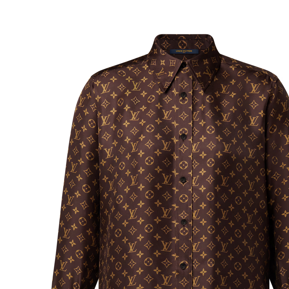 Женская рубашка Louis Vuitton Monogram (коричневая) — фото 3