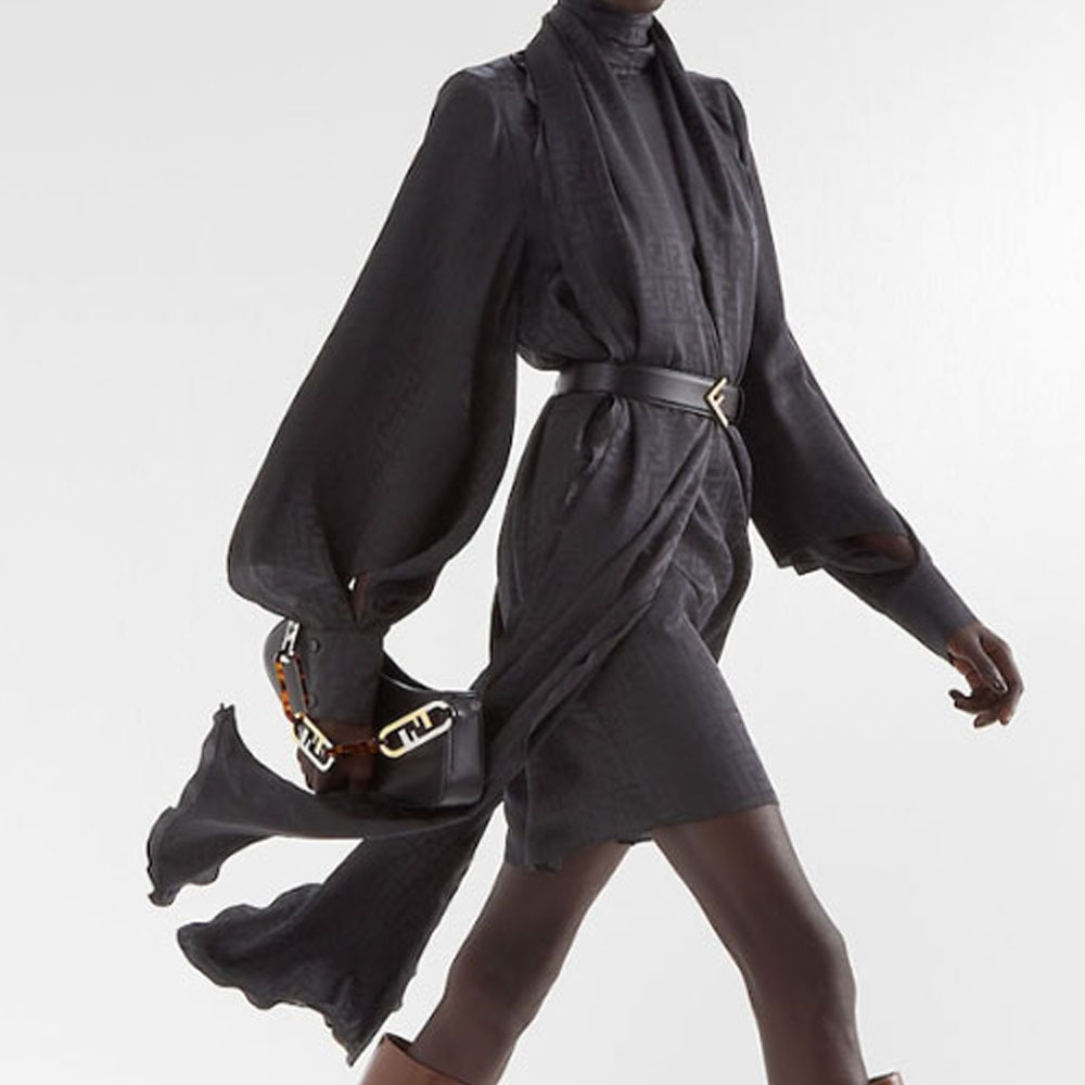 Женское платье Fendi FW22 Logo (черное) — фото 5