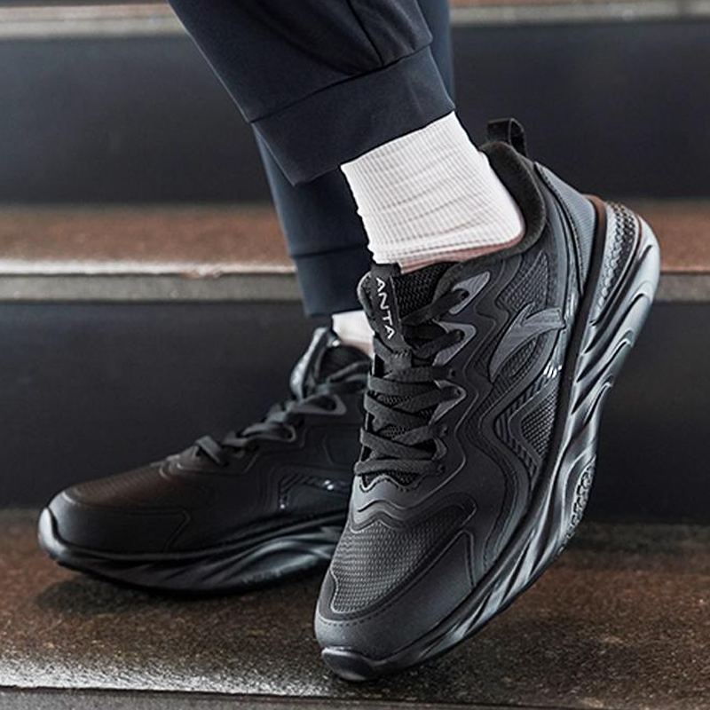 Anta Cushioning Slip Resistant Abrasion Resistant Lightweight Low top Training Shoes Men’s Black