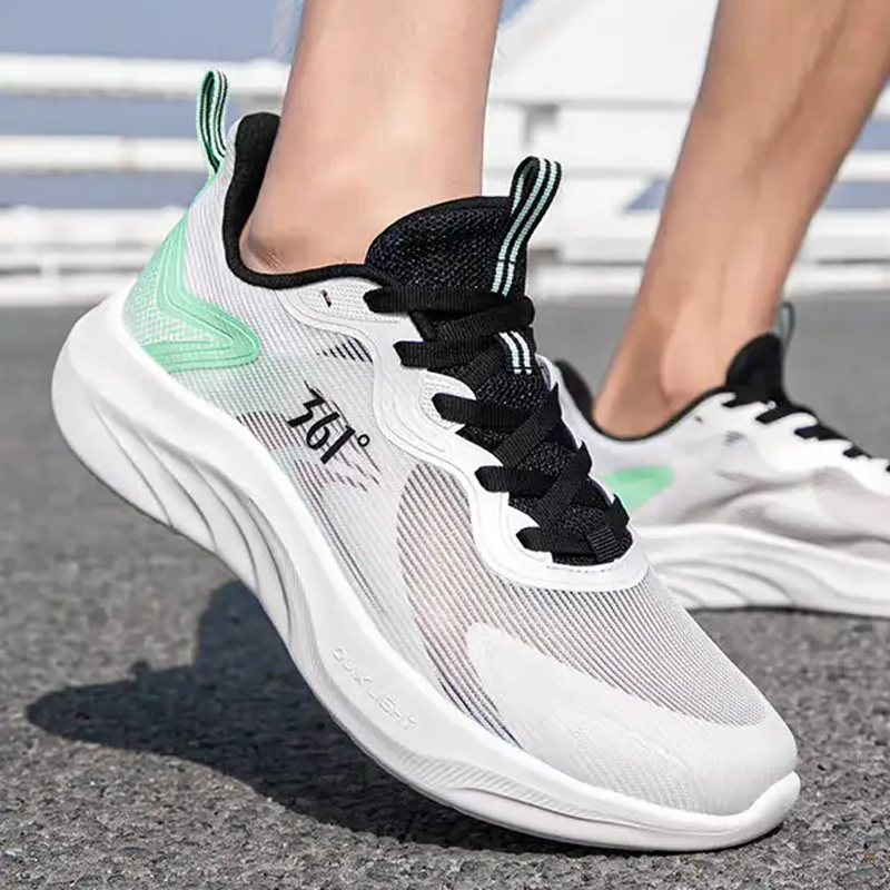 361° Abrasion Resistant Breathable Low top Sprint Running Shoes Men’s White Green