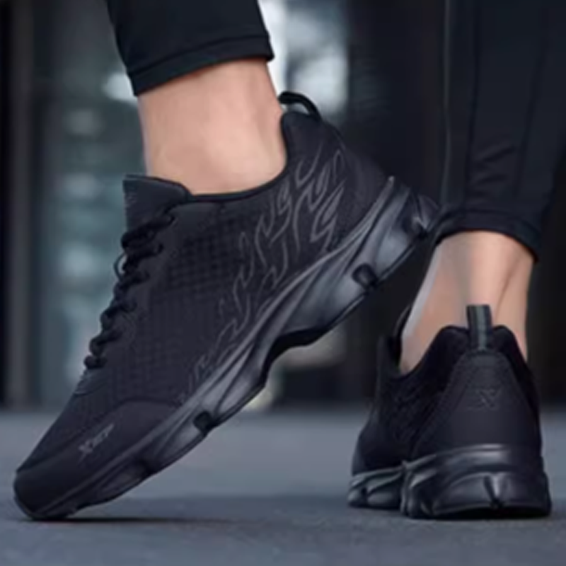 XTEP Cushioning Slip Resistant Abrasion Resistant Breathable Lightweight Rebound Low top Running Shoes Men’s Black Gray