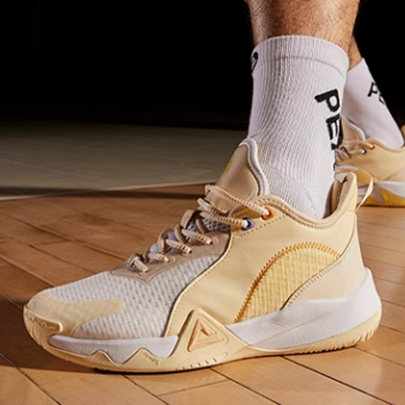 PEAK Rhapsody Cushioning Slip Resistant Abrasion Resistant Low top Basketball Shoes Men’s Yellow White
