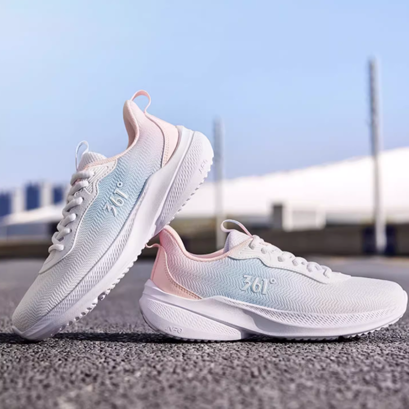 361° Slip Resistant And Abrasion Resistant Coverage Low top Casual Running Shoes Women’s White Pink Blue