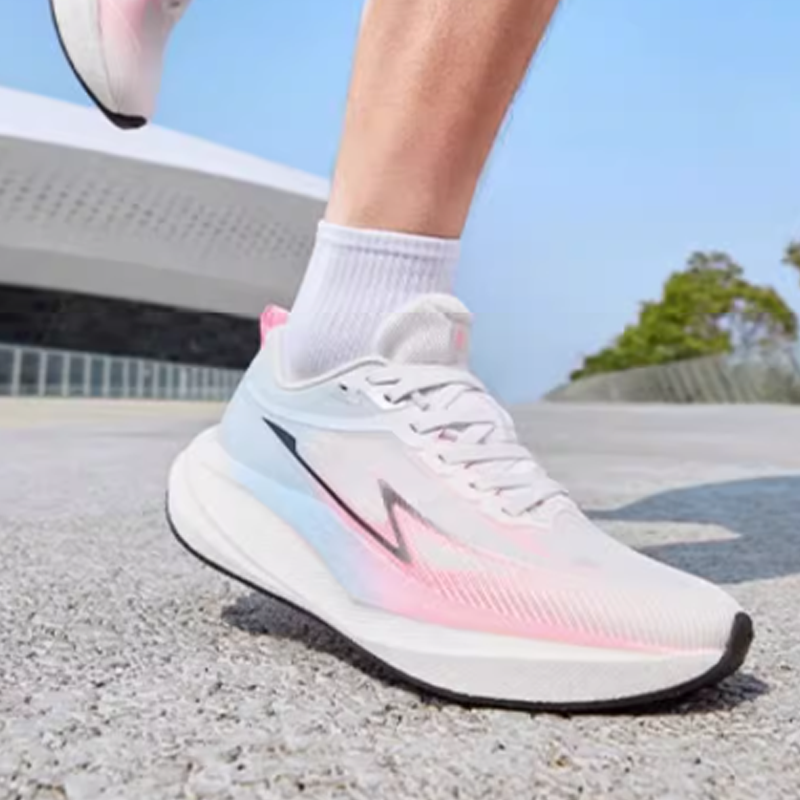 QIAODAN Slip Resistant Abrasion Resistant Low top Casual Running Shoes Men’s Pink Blue
