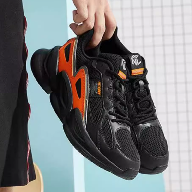 QIAODAN Slip Resistant Mid top Running Shoes Men’s Sun Orange