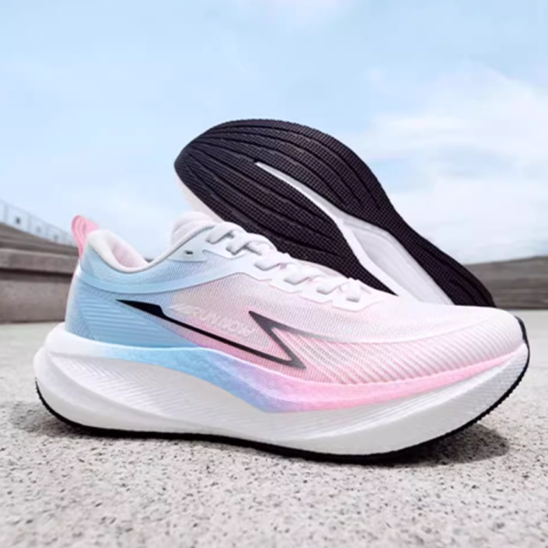 QIAODAN Slip Resistant Abrasion Resistant Low top Casual Running Shoes Men’s Pink Blue