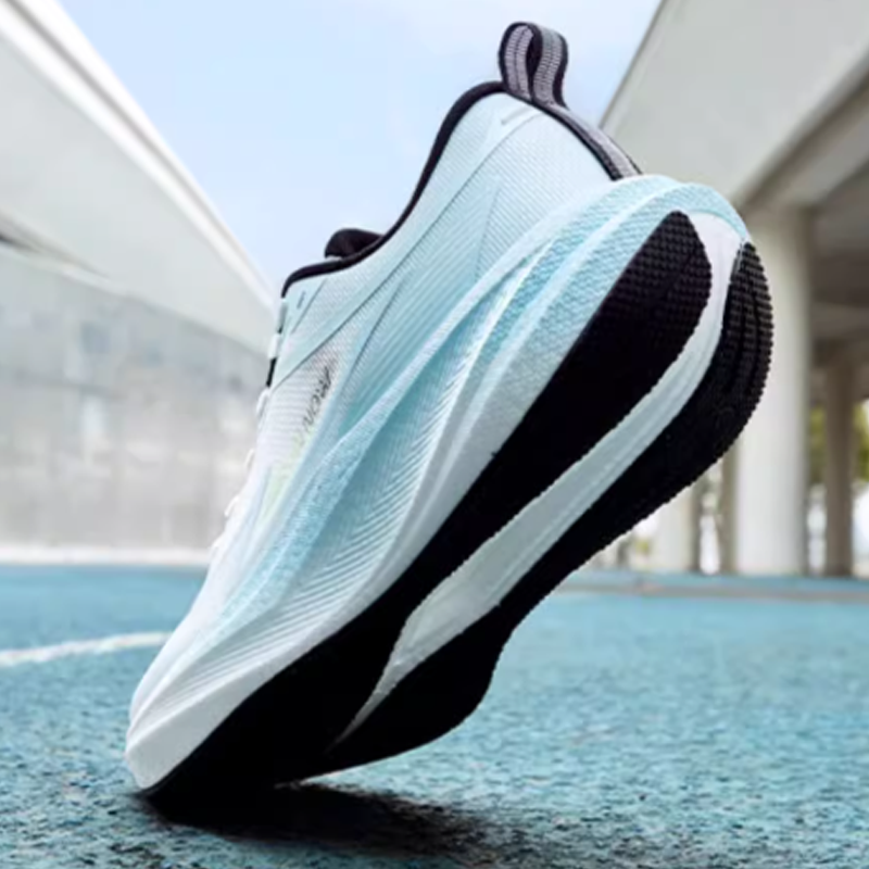 QIAODAN Fabric Slip Resistant Abrasion Resistant Low top Casual Running Shoes Men’s White Blue