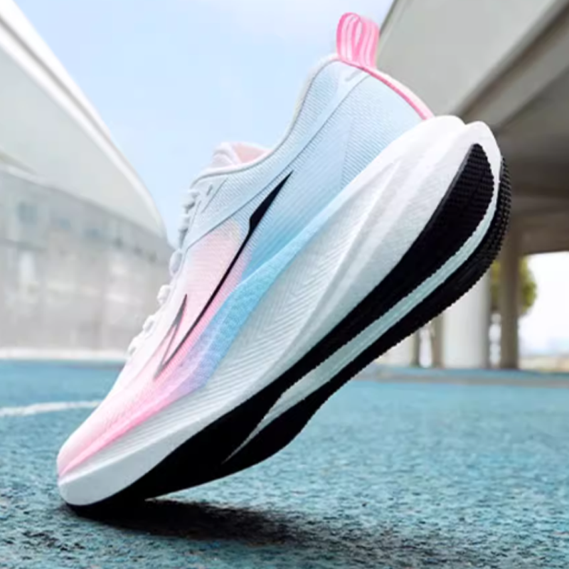 QIAODAN Slip Resistant Abrasion Resistant Low top Casual Running Shoes Men’s Pink Blue