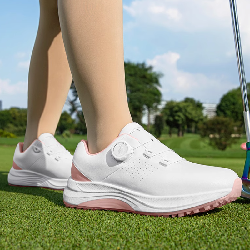 PGM Microfiber Leather Cushioning Slip Resistant Abrasion Resistant Low top Golf Shoes Women’s White Pink