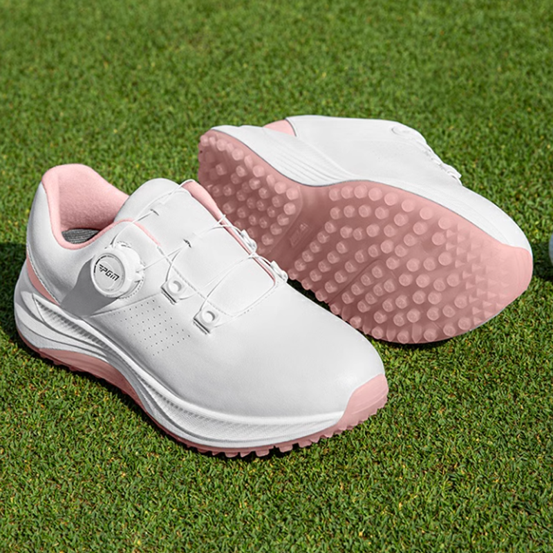 PGM Microfiber Leather Cushioning Slip Resistant Abrasion Resistant Low top Golf Shoes Women’s White Pink