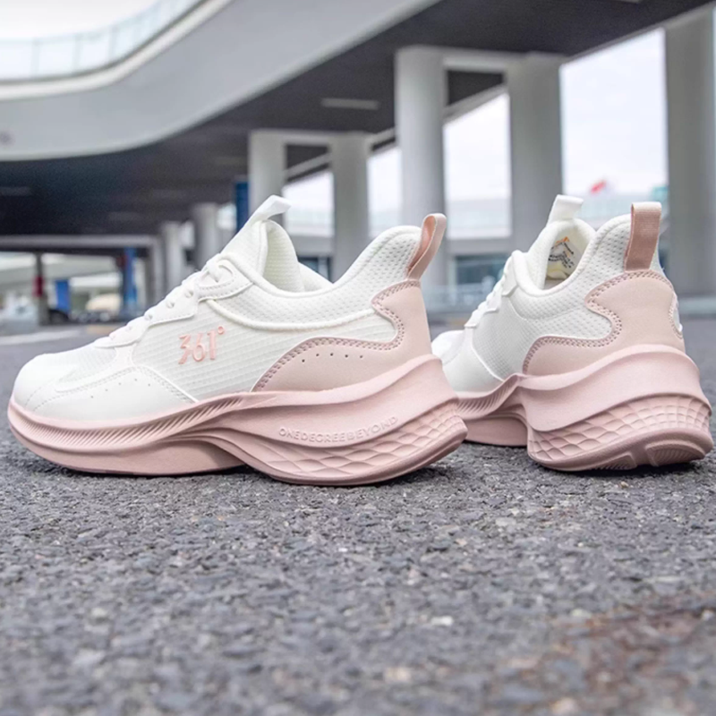 361° Slip Resistant Abrasion Resistant Low top Casual Running Shoes Women’s White Pink