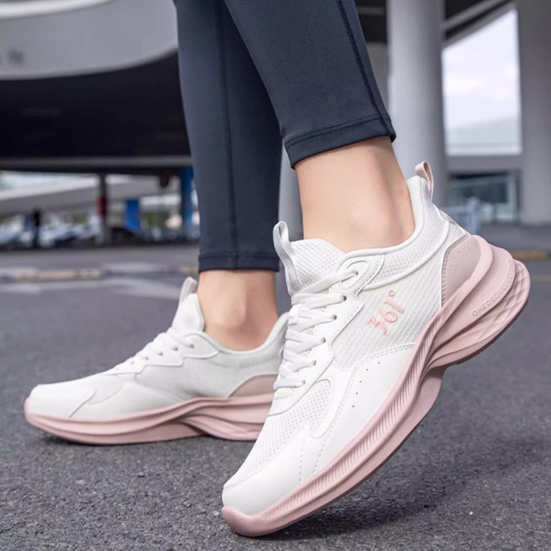 361° Slip Resistant Abrasion Resistant Low top Casual Running Shoes Women’s White Pink