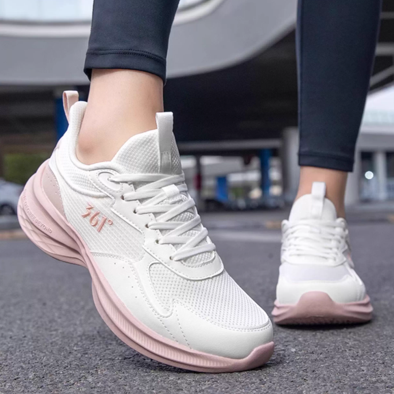 361° Slip Resistant Abrasion Resistant Low top Casual Running Shoes Women’s White Pink