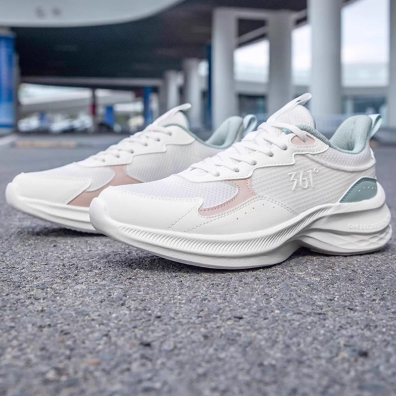 361° Slip Resistant Abrasion Resistant Low top Casual Sprint Running Shoes Women’s White Gray Green