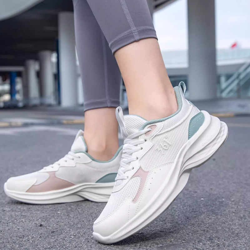 361° Slip Resistant Abrasion Resistant Low top Casual Sprint Running Shoes Women’s White Gray Green