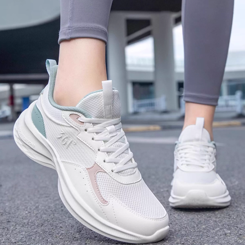 361° Slip Resistant Abrasion Resistant Low top Casual Sprint Running Shoes Women’s White Gray Green