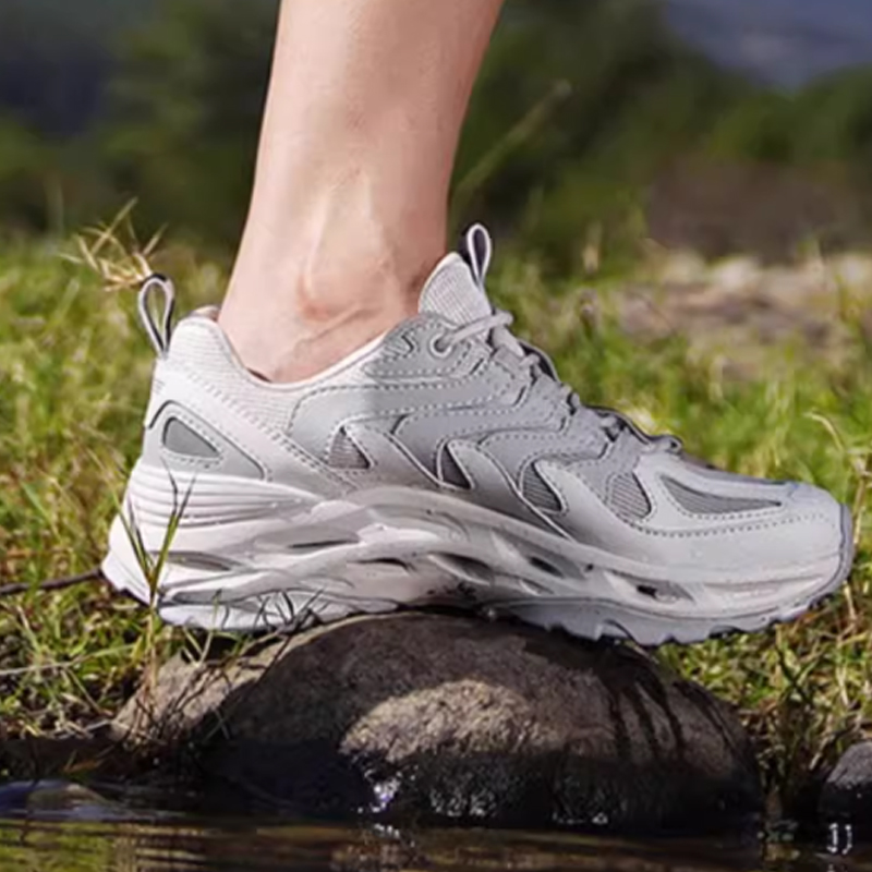 TOREAD Textile, Synthetic Leather Sports Slip Resistant Abrasion Resistant Low top Outdoor Shoes Women’s Gray Black