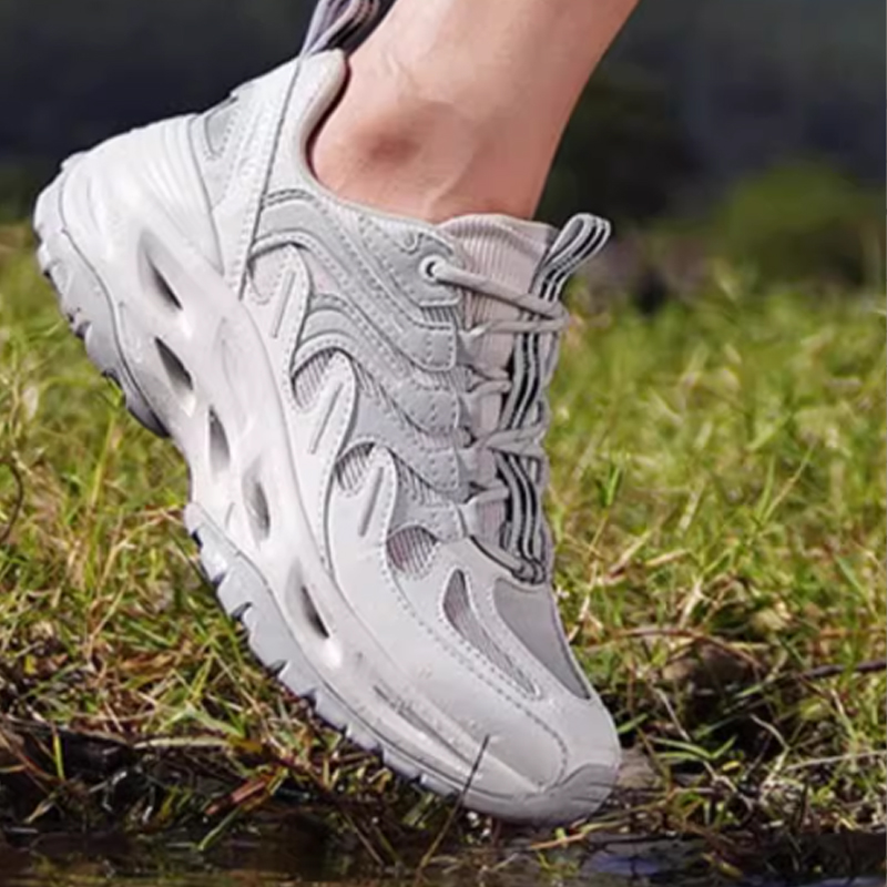 TOREAD Textile, Synthetic Leather Sports Slip Resistant Abrasion Resistant Low top Outdoor Shoes Women’s Gray Black