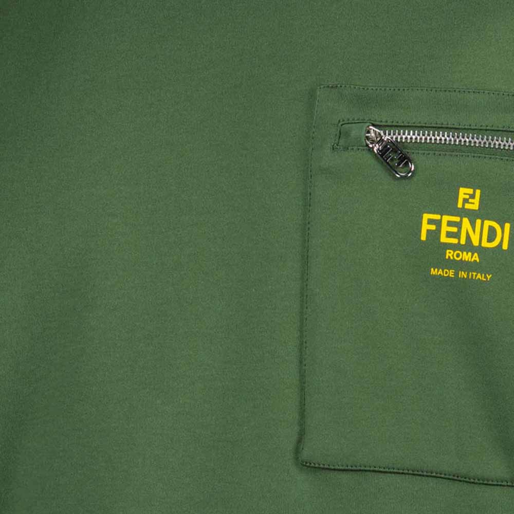 Мужская футболка Fendi Logo T-Shirt (зеленая) — фото 3