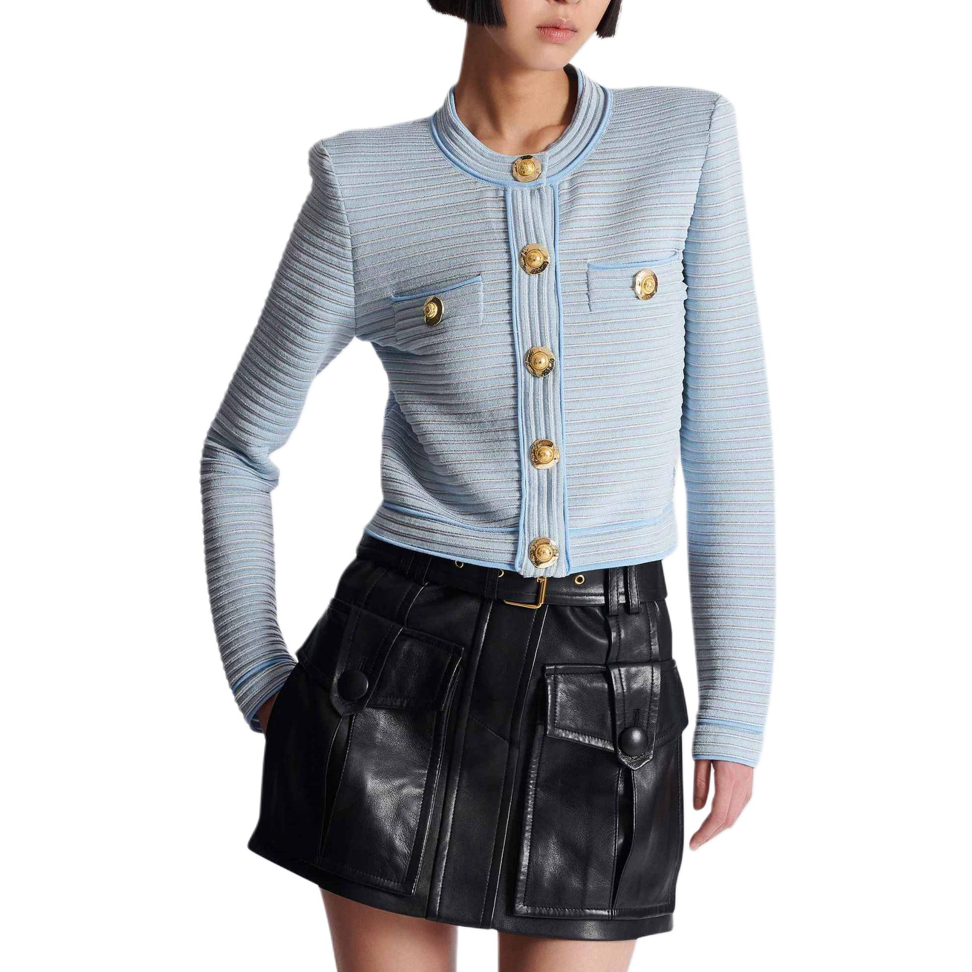 Женский кардиган BALMAIN SS25 (синий) — фото 4