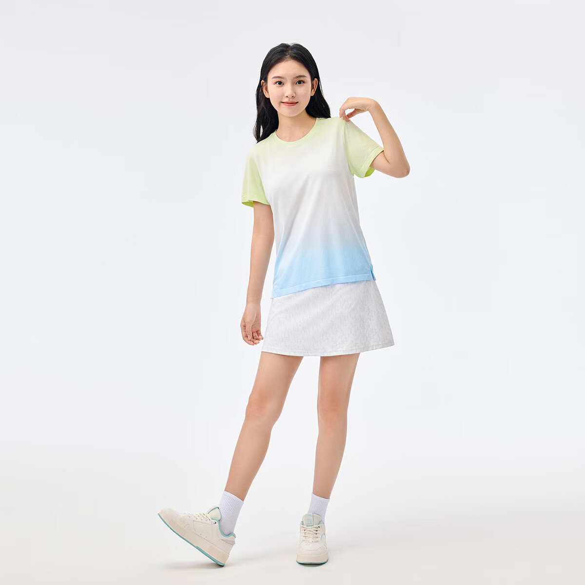 Anta Running Collection Running T Shirt Women’s Aqua Cloud Blue/All Over Print