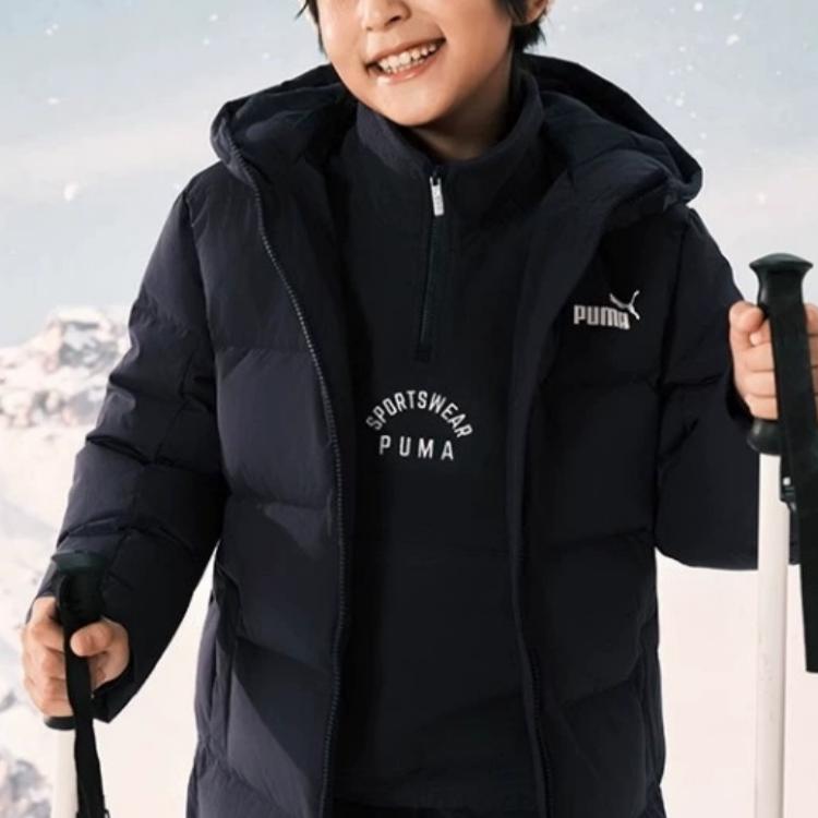 Сапоги PUMA Sportstyle BIG WISESHIELD LOGO LONG DOWN COAT (темно-синие) — фото 4