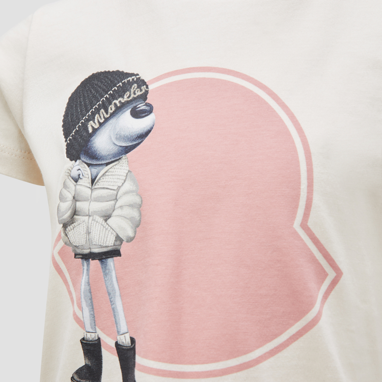 Женская футболка Moncler MonclerT (бежевая) — фото 4