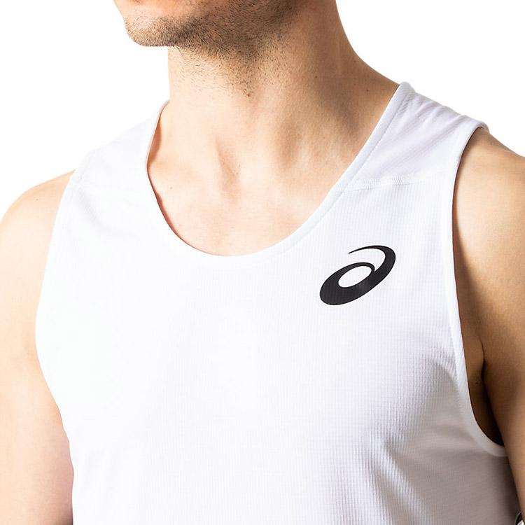 ASICS Running Tank Tops Men’s White Crew Neck Moderate Straight Fit