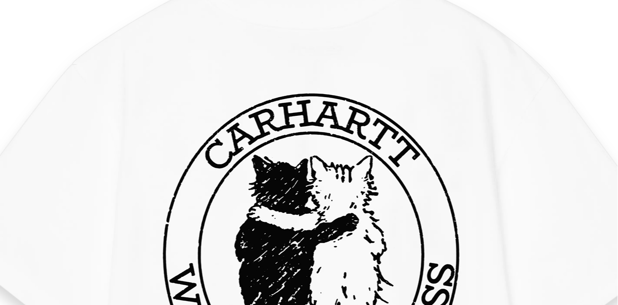 Женские футболка Carhartt WIP SS26 Women’s/S Hugging Cats T-Shirt T (белый) — фото 3
