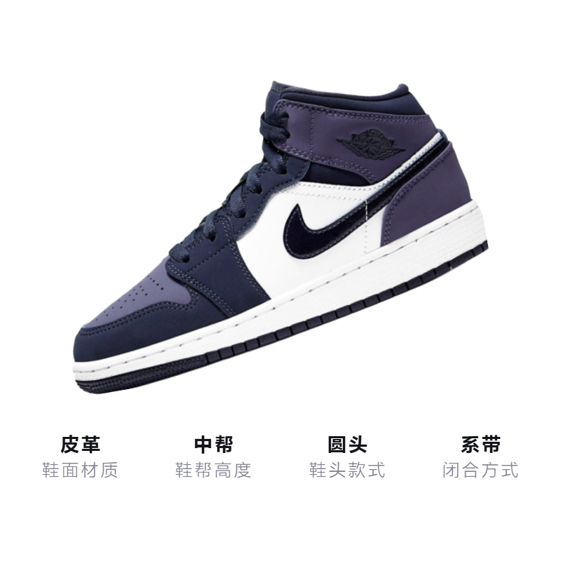 Кеды Jordan 1 Mid (черно-фиолетовые) — фото 3