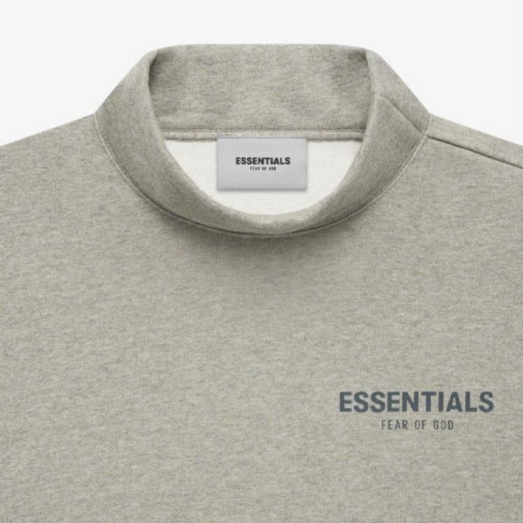 Худи Fear of God Essentials FW21 Kids Pullover Mockneck Dark Heather Oatmeal (серо-бежевый) — фото 3