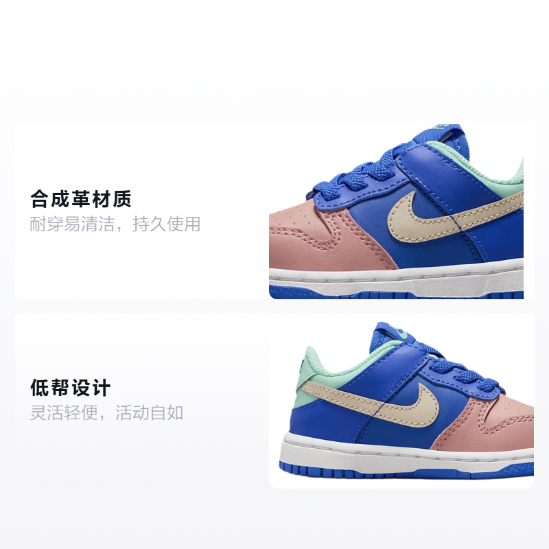 Детские кроссовки Nike Dunk (сине-розовые) — фото 2