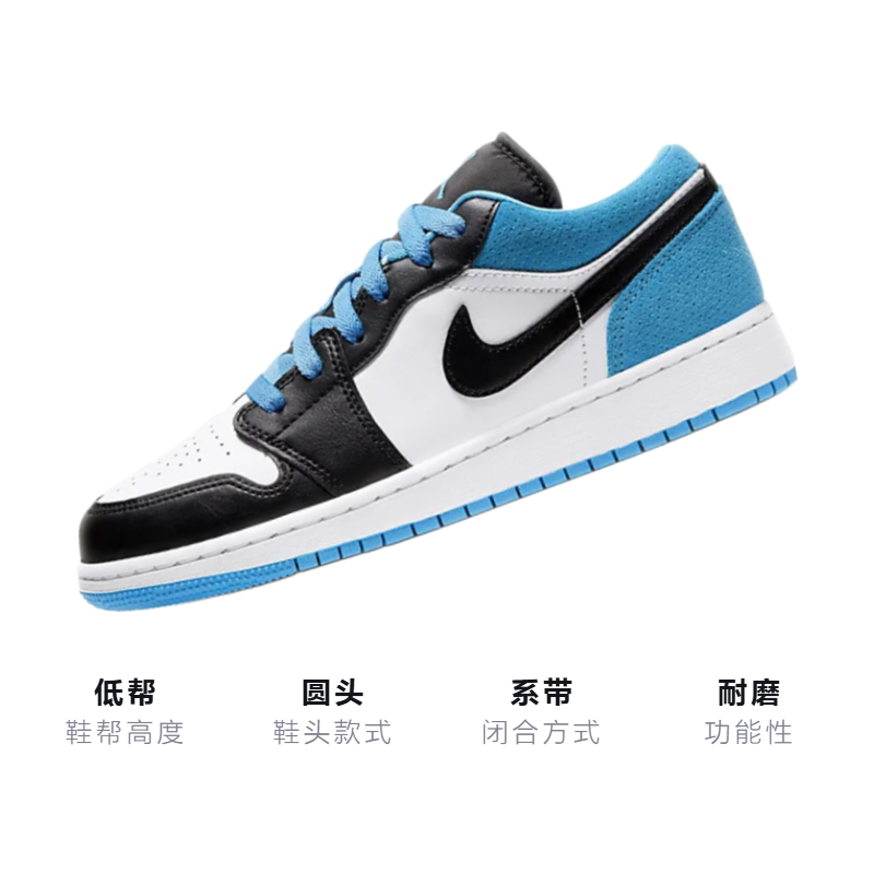Кроссовки Jordan Air Jordan 1 (белый / черный / синий) — Белый / чёрный / синий — фото 3
