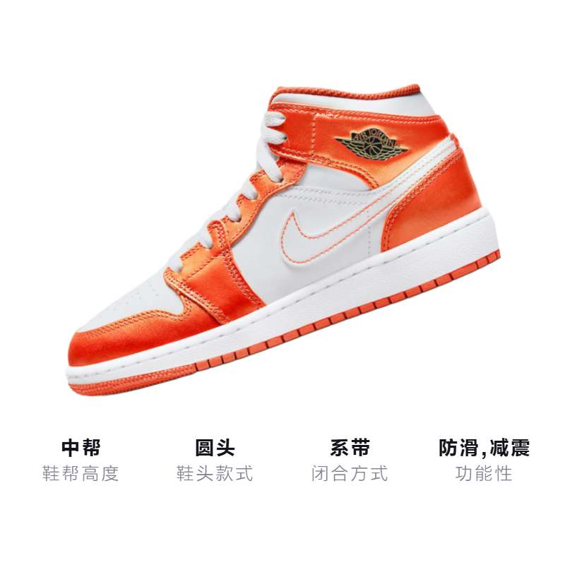 Кроссовки Jordan Air Jordan 1 Mid (бело-оранжевые) — фото 3