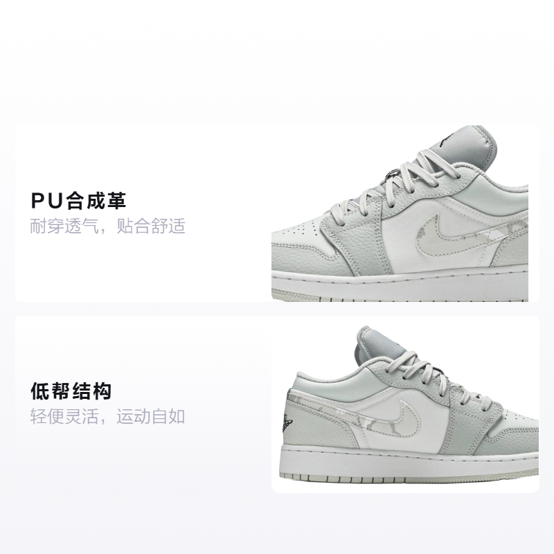 Унисекс кеды Jordan JordanAir Jordan 1 Low SE PU DiorGS (белый / серый) — фото 2