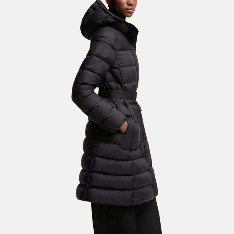 Женский пуховик Moncler (темно-синий) — фото 5
