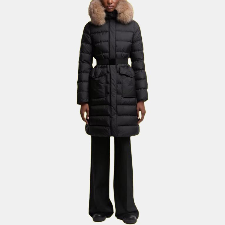 Женский пуховик Moncler (темно-синий) — фото 6