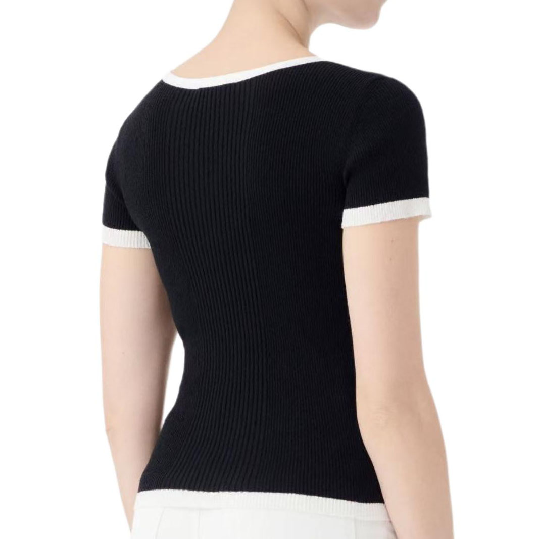 Женская футболка Chanel SS25T (бело-черная) — фото 4