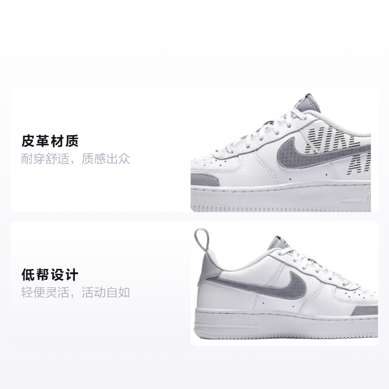 Кеды Nike NikeAir Force 1 GS (серыйбелый) — фото 2