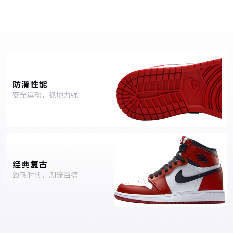Кроссовки Jordan Air Jordan 1 Retro "Chicago" (бело-черно-красные) — Белый / красный / чёрный — фото 2