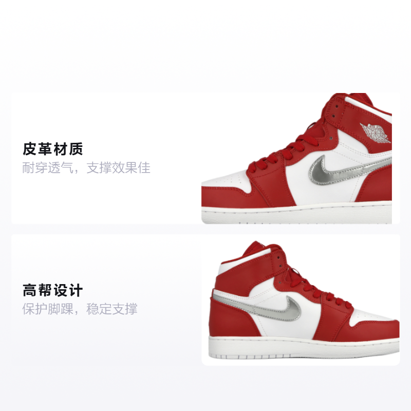 Кроссовки Jordan JordanAir Jordan 1 Retro High GS (красный / белый) — фото 2