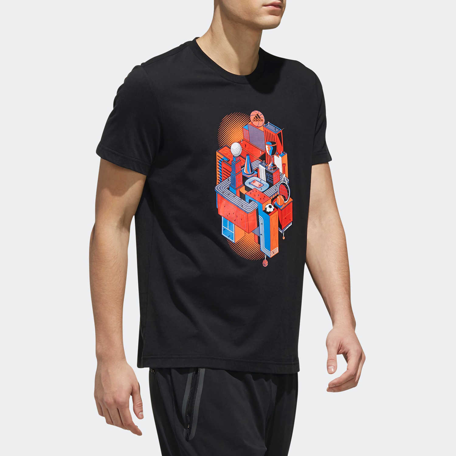Мужская футболка adidas Print (черная) — фото 4