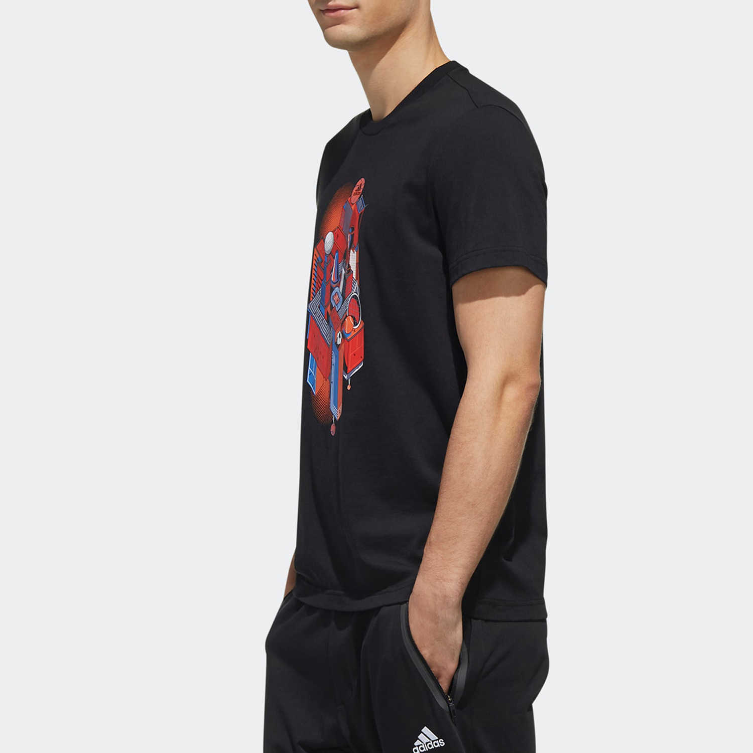 Мужская футболка adidas Print (черная) — фото 5