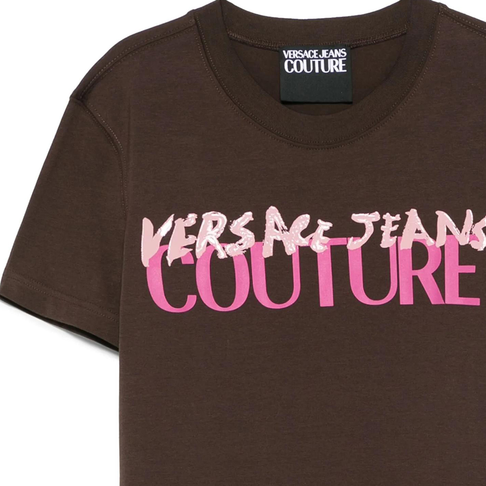 Женская футболка Versace JEANS COUTURE SS25 Logo T (шоколадная) — фото 6
