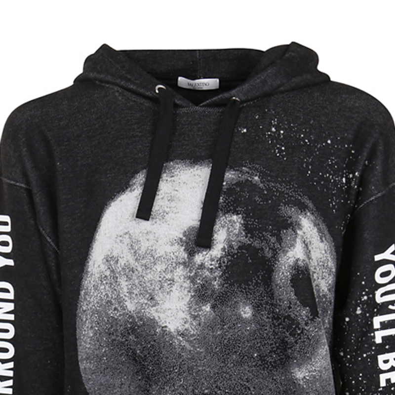 Мужское худи Valentino Logo Hoodie (черное) — фото 6