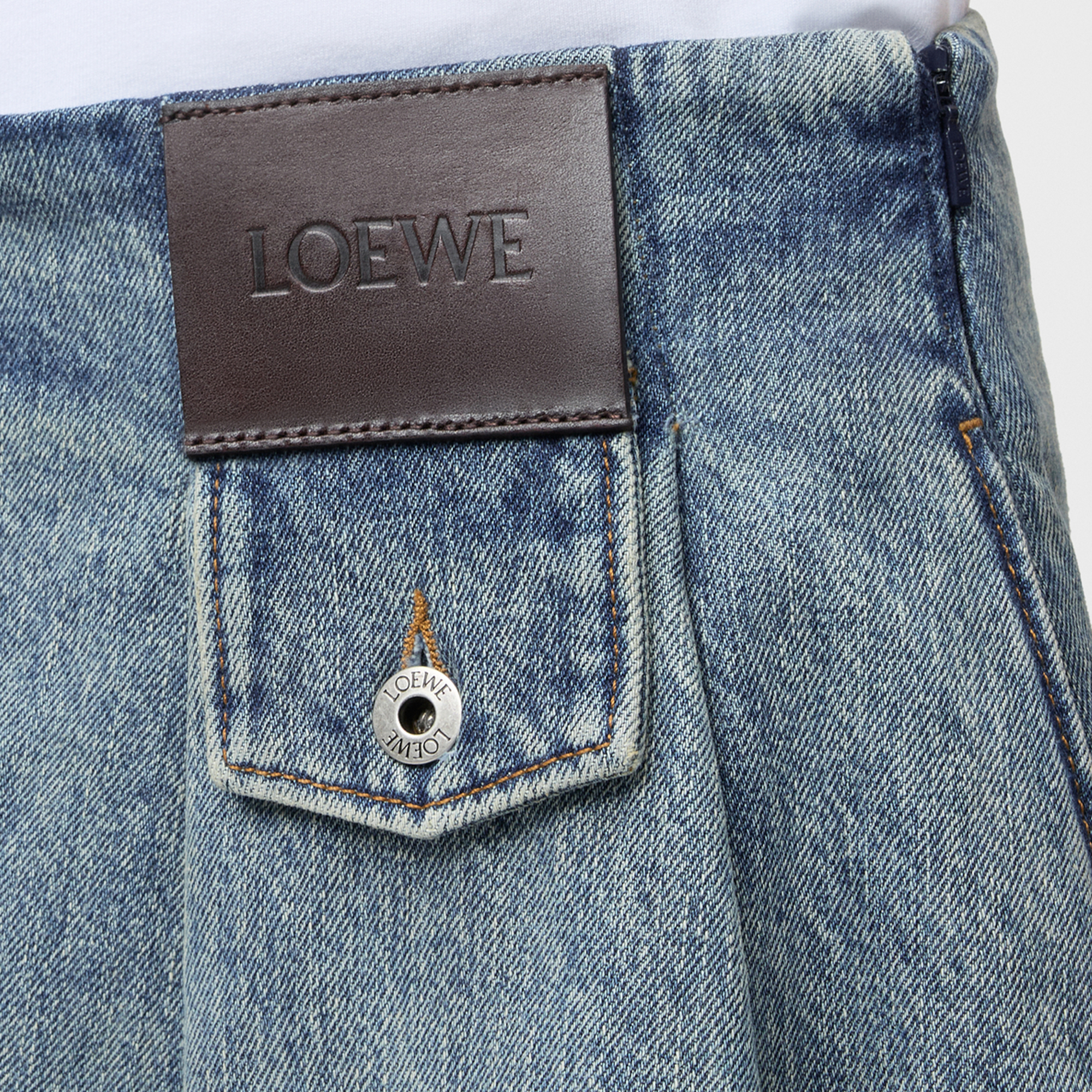 Женская юбка LOEWE Denim Mini Skirt (синяя) — фото 5