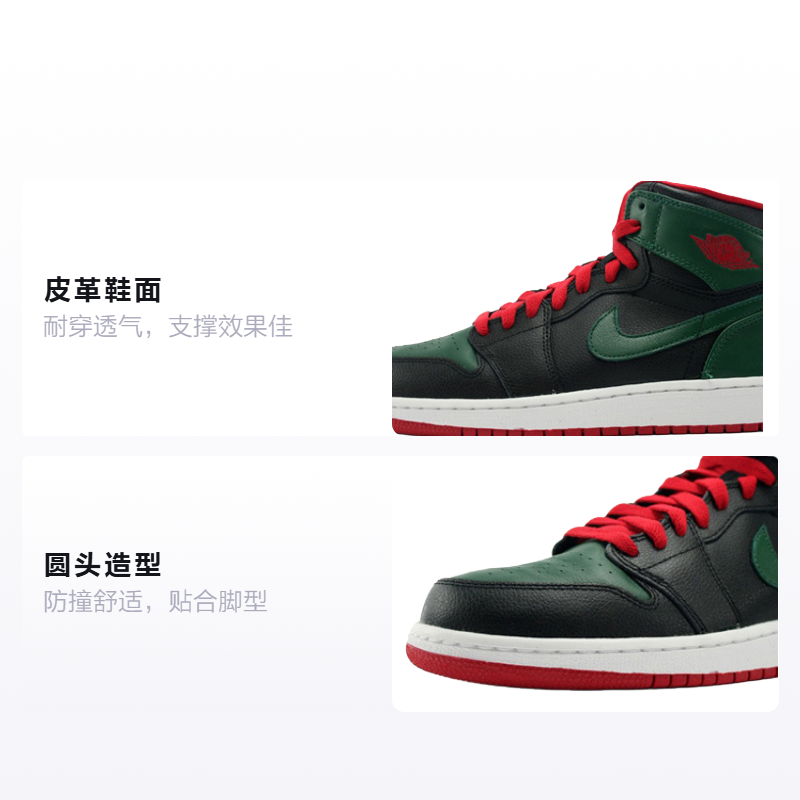 Кроссовки Jordan JordanAir Jordan 1 GS (черно-зелено-красный) — фото 2