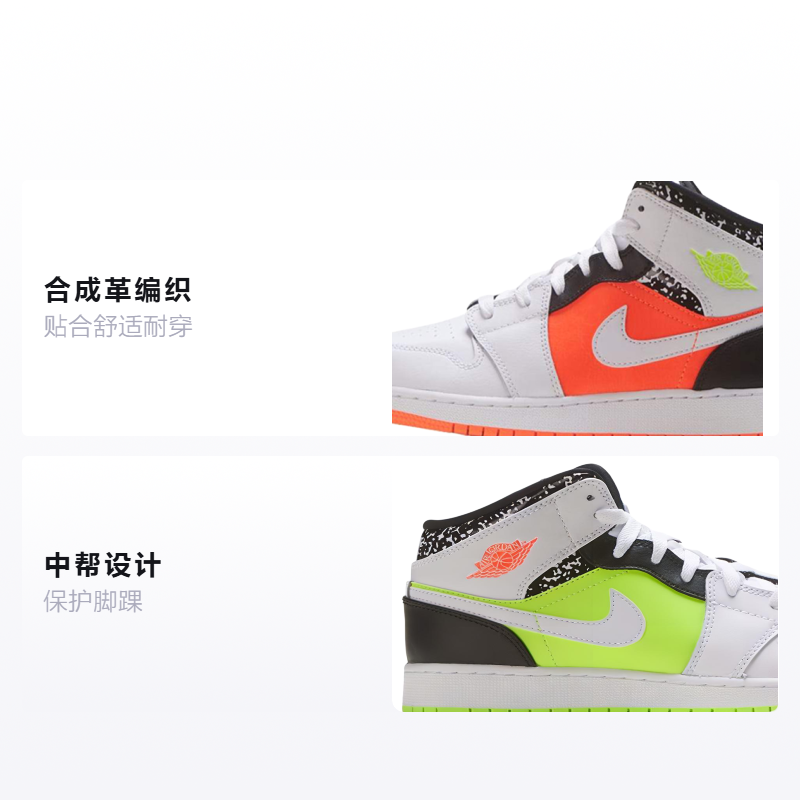 Jordan Air Jordan 1 Mid GS (оранжево-желтые) — фото 2
