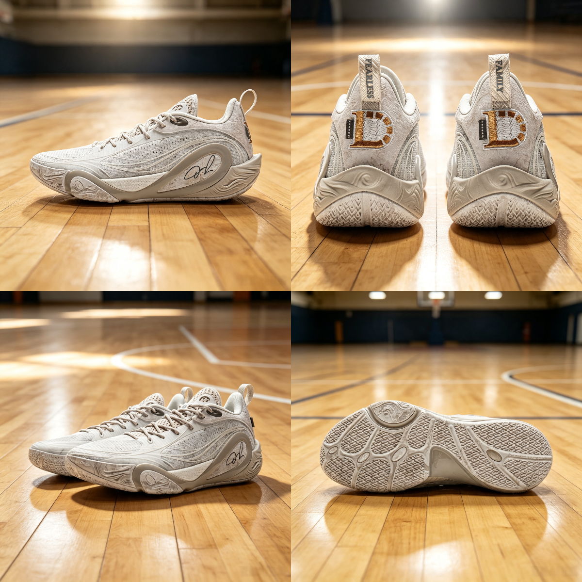 Li Ning DLO 1 Cushioning Low top Basketball Shoes Men's White Gray